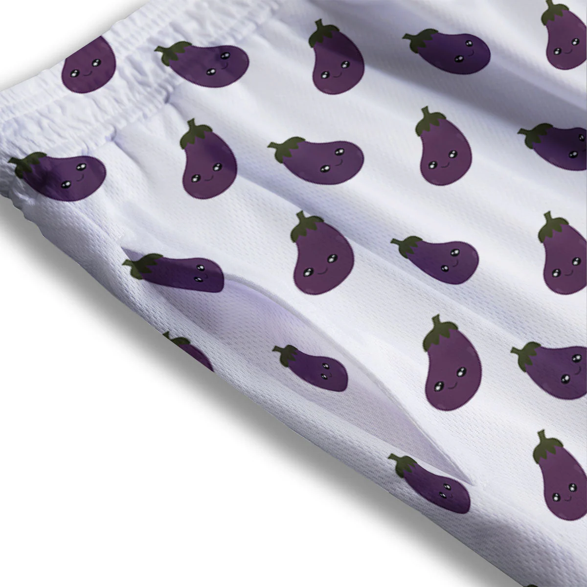 Eggplant Funny Print Pattern Mesh Shorts - Image 3
