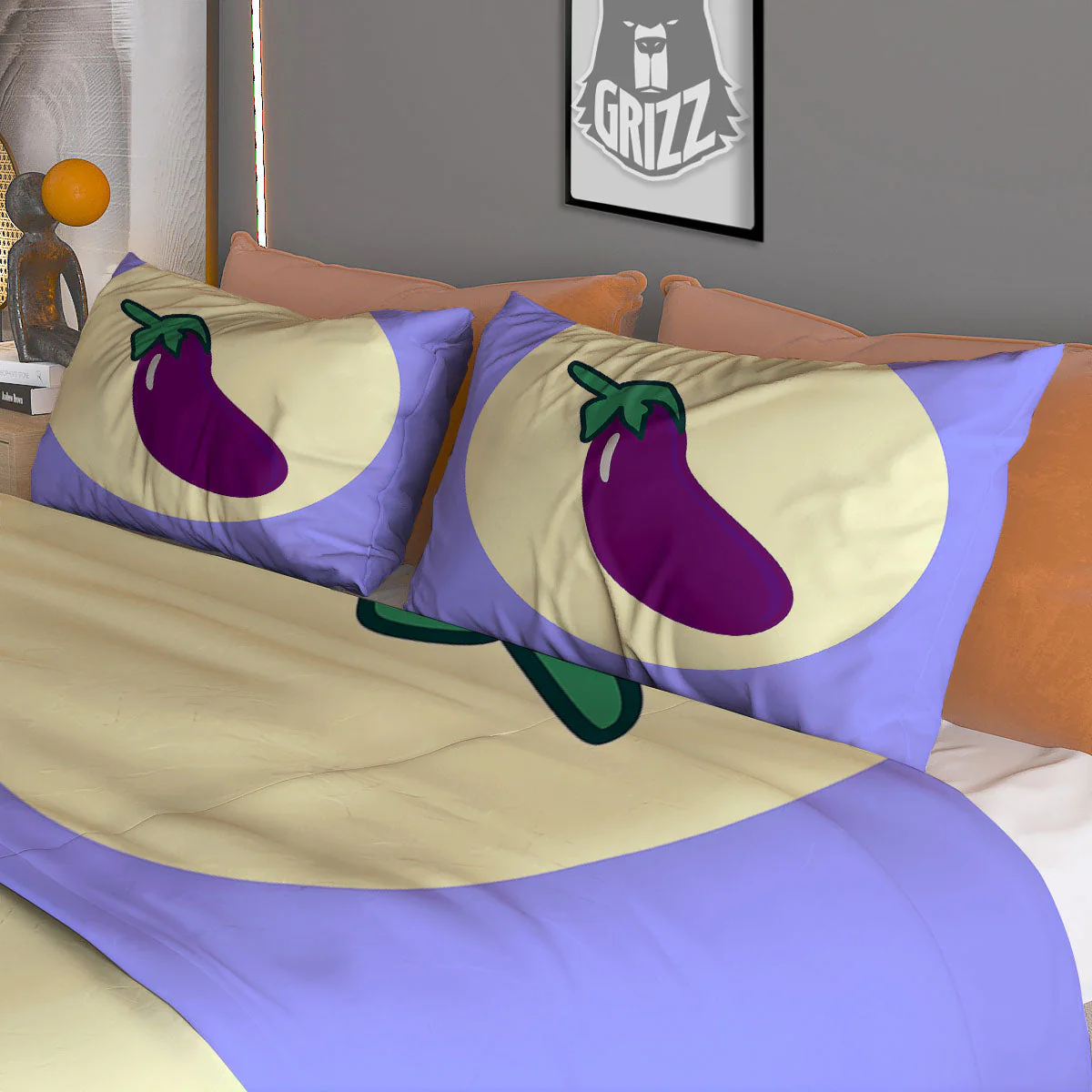 Eggplant Print Duvet Cover Bedding Set - Image 3