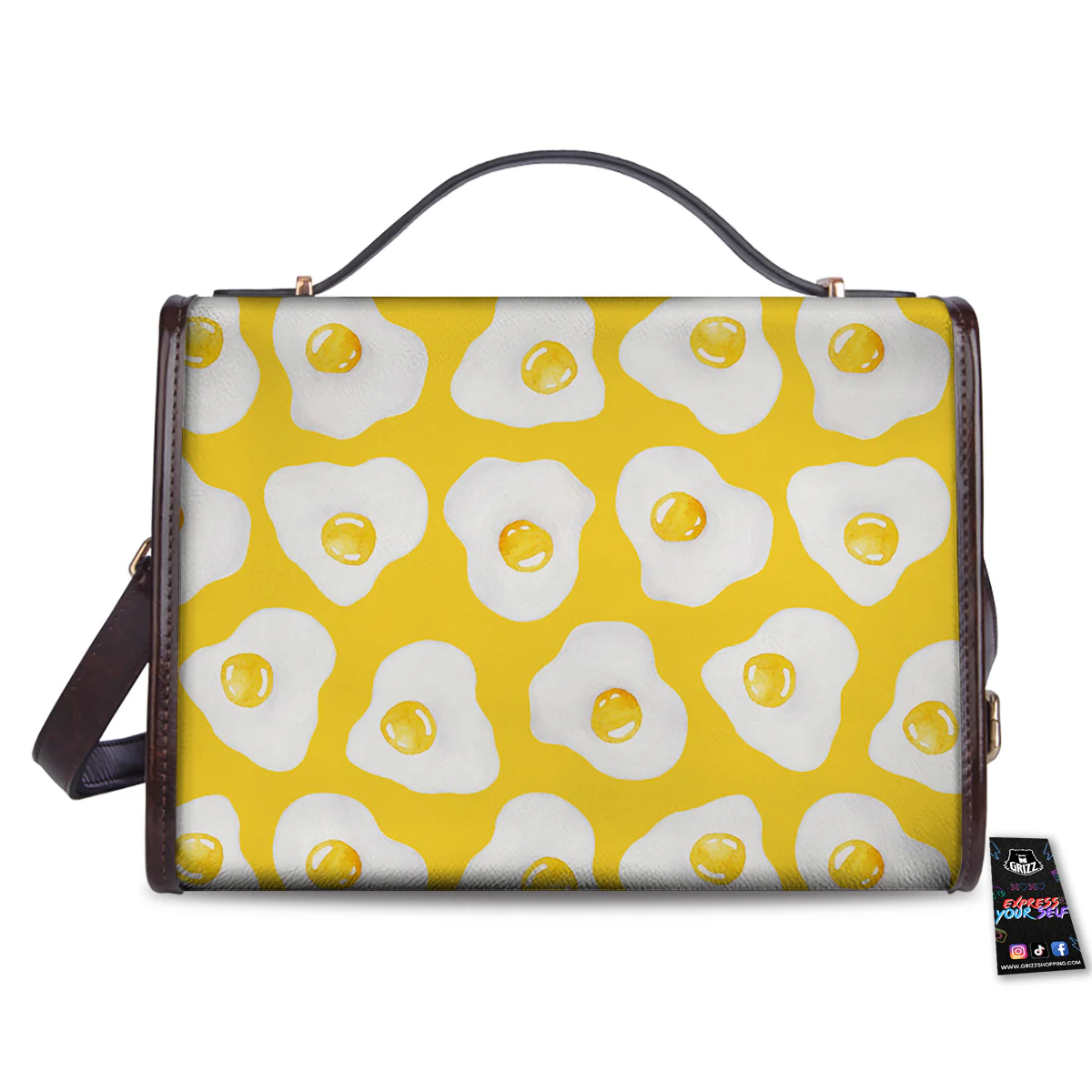 Eggs Yellow Print Pattern Women's Satchel Bag - Image 2