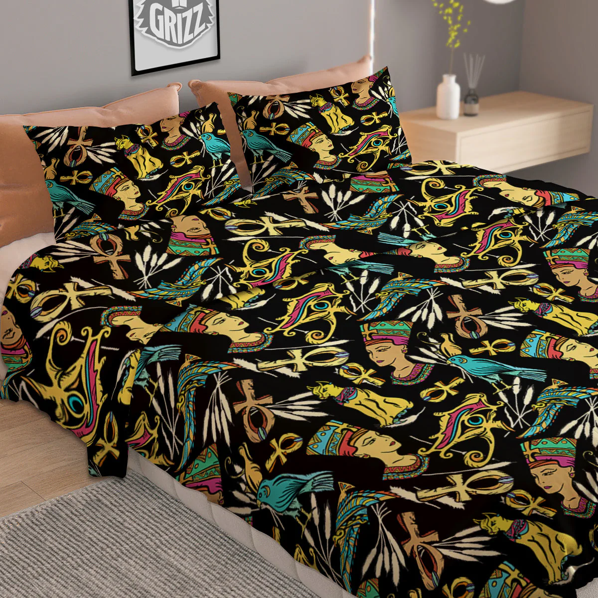 Egypt Ancient Print Pattern Duvet Cover Bedding Set - Image 2