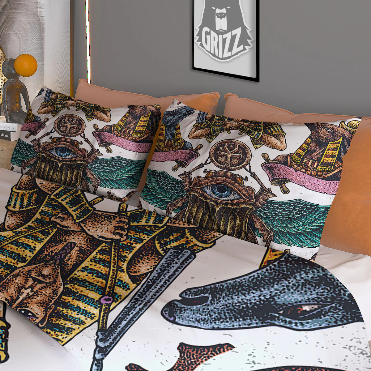 Egypt Hand Drawn Print Duvet Cover Bedding Set - Image 3