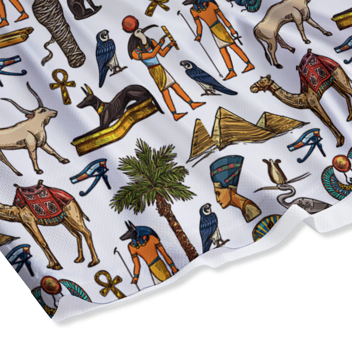 Egypt Religion Symbols Print Pattern Mesh Shorts - Image 4