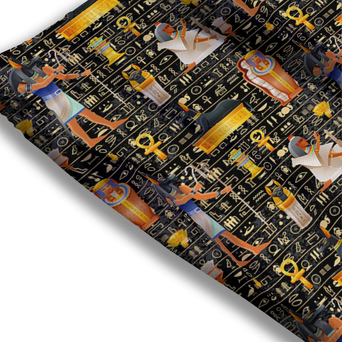 Egyptian Jackal Anubis God Print Pattern Mesh Shorts - Image 3