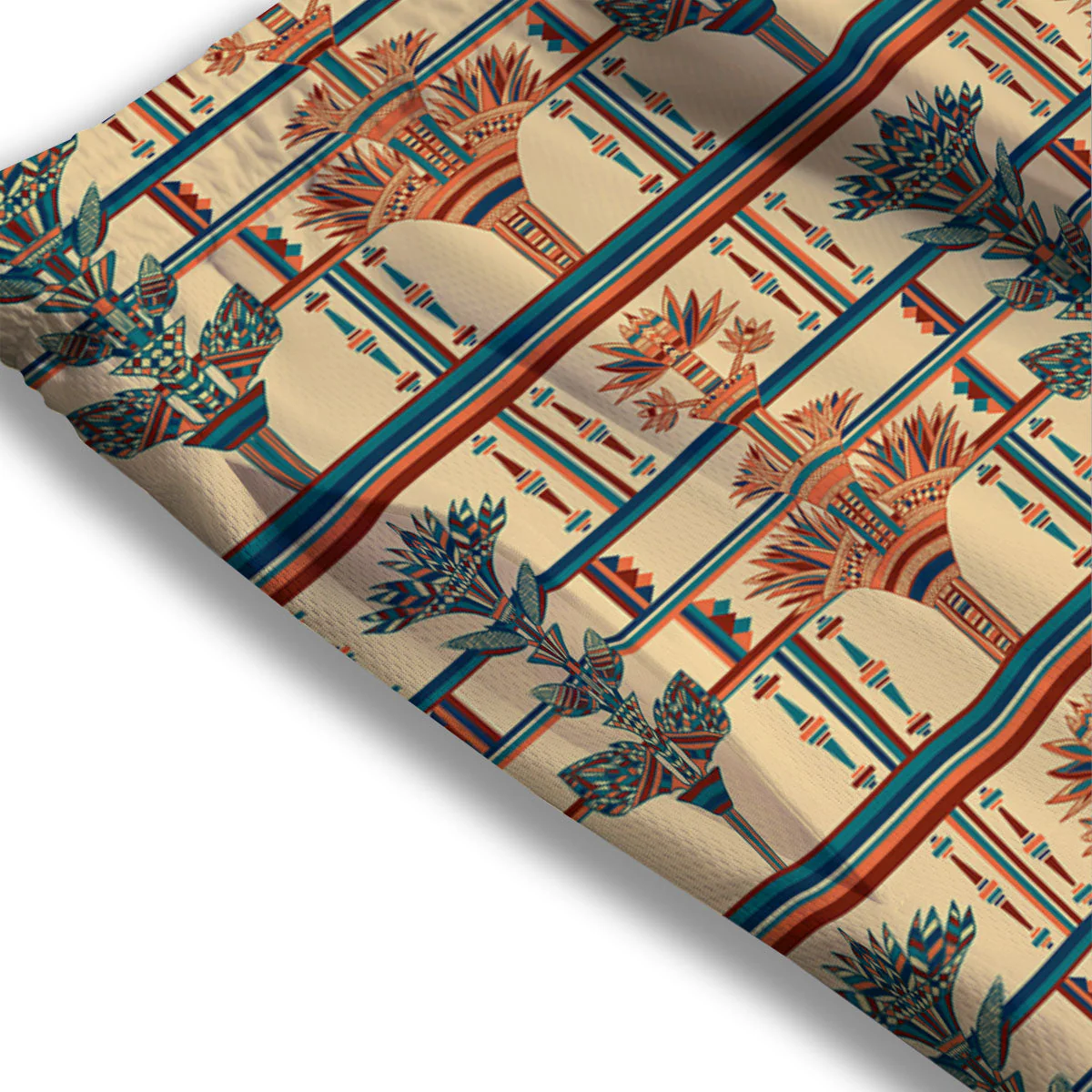 Egyptian Ornament Print Pattern Mesh Shorts - Image 3