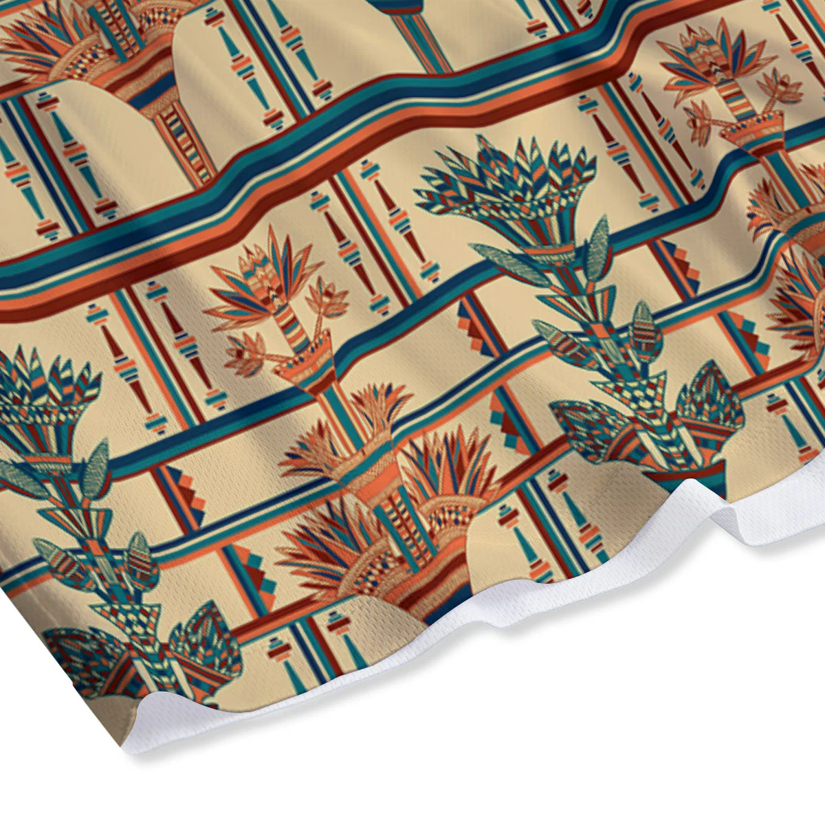 Egyptian Ornament Print Pattern Mesh Shorts - Image 4