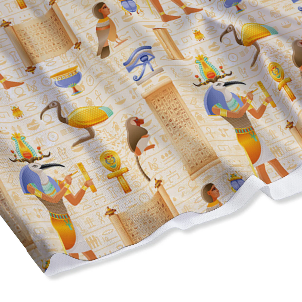 Egyptian Thoth Print Pattern Mesh Shorts - Image 4
