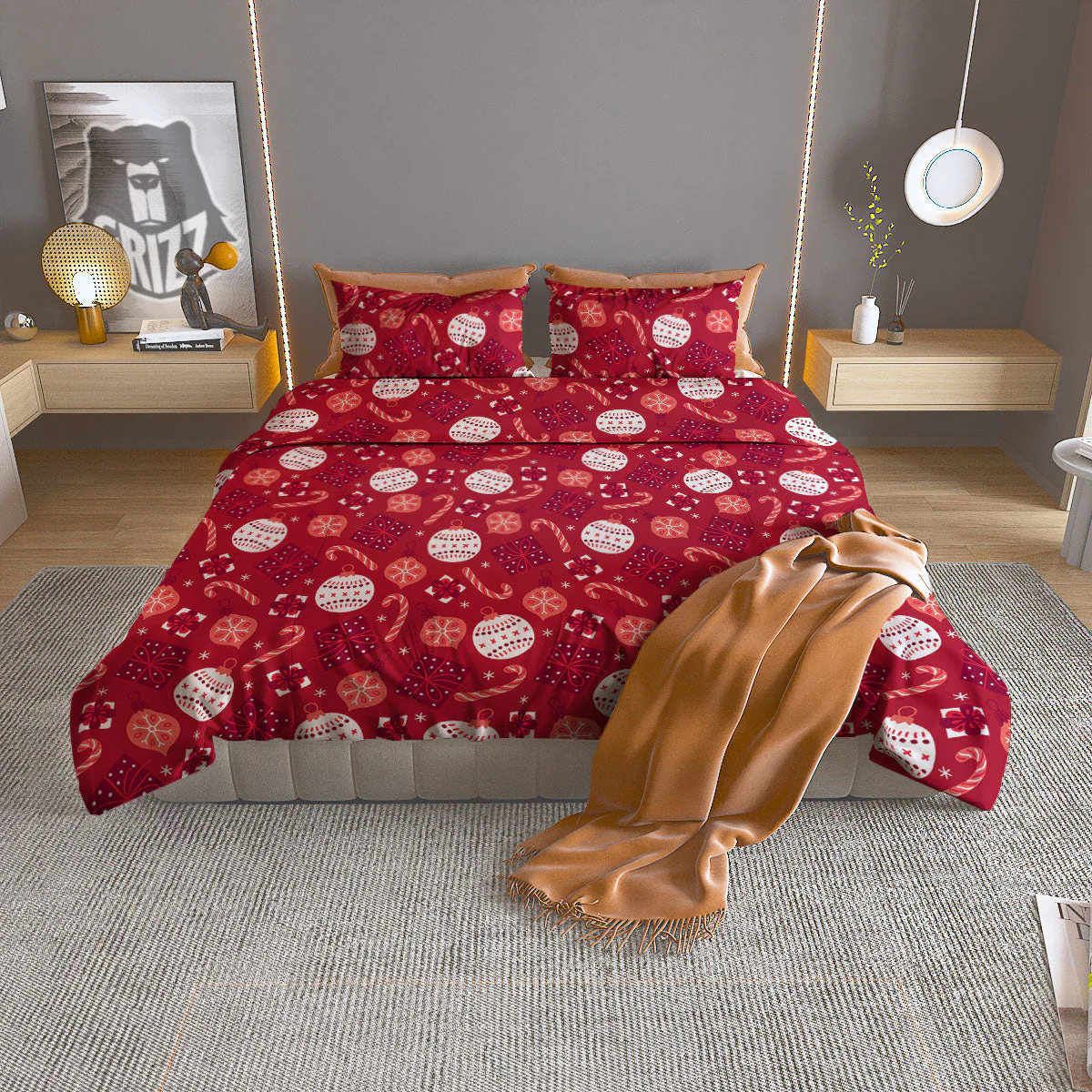 Elements Merry Christmas Print Pattern Duvet Cover Bedding Set