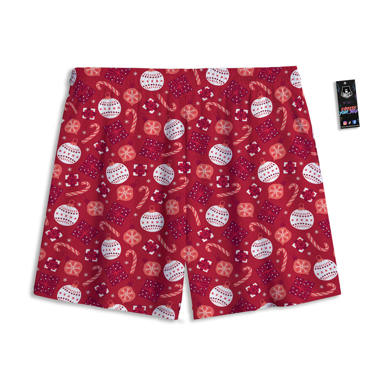 Elements Merry Christmas Print Pattern Mesh Shorts - Image 2