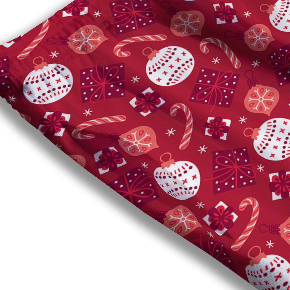 Elements Merry Christmas Print Pattern Mesh Shorts - Image 3