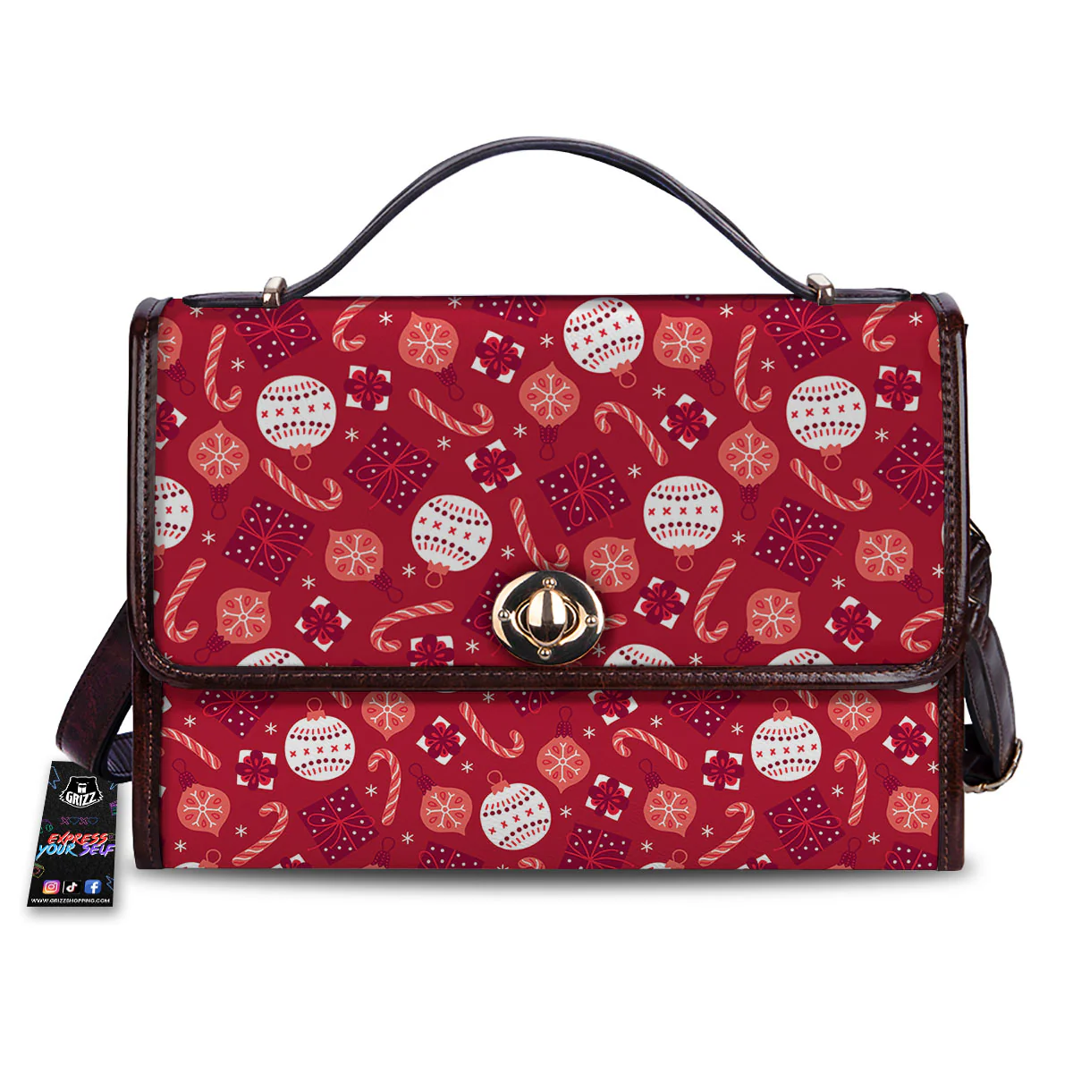 Elements Merry Christmas Print Pattern Women's Satchel Bag
