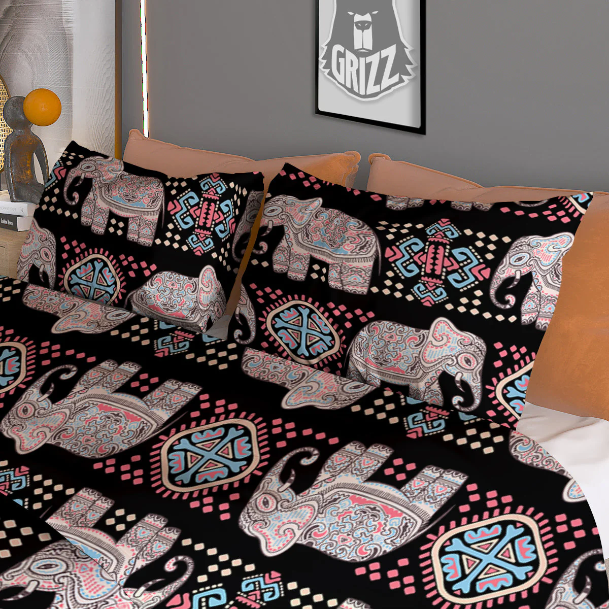 Elephant African Tribal Print Pattern Duvet Cover Bedding Set - Image 3