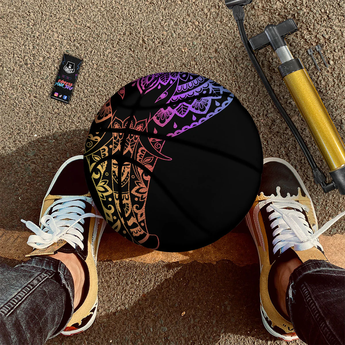 Elephant Black Rainbow Indian Print Basketball - Image 2