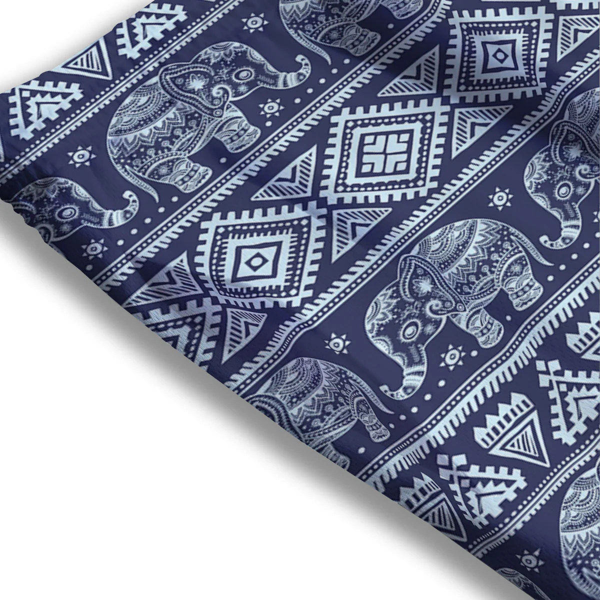 Elephant Indian Blue Print Pattern Mesh Shorts - Image 3