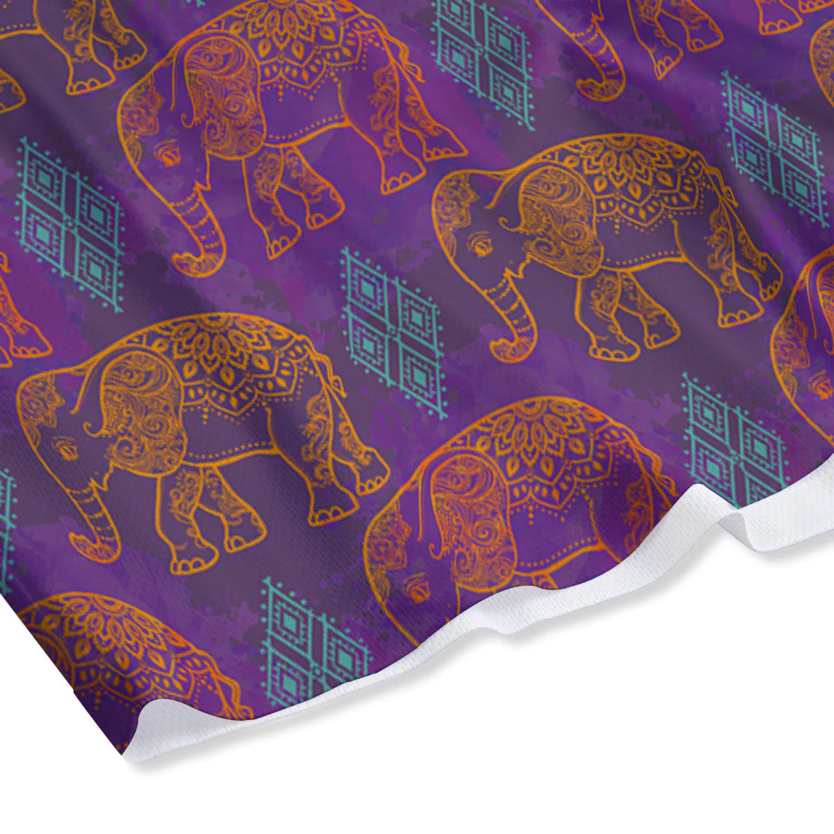Elephant Indian Boho Print Pattern Mesh Shorts - Image 4