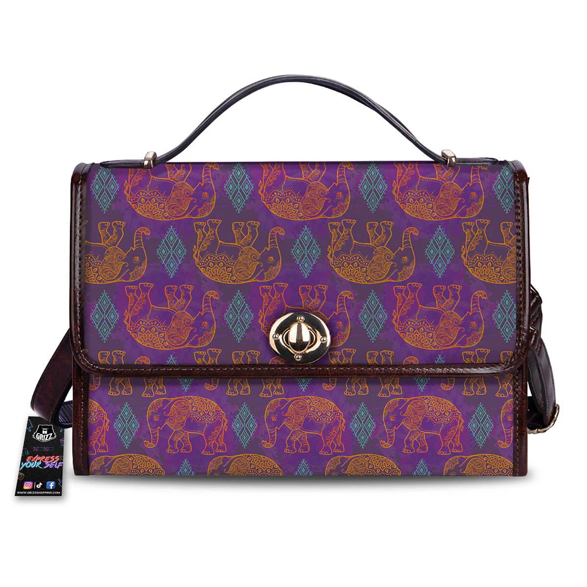 Elephant Indian Boho Print Pattern Women's Satchel Bag