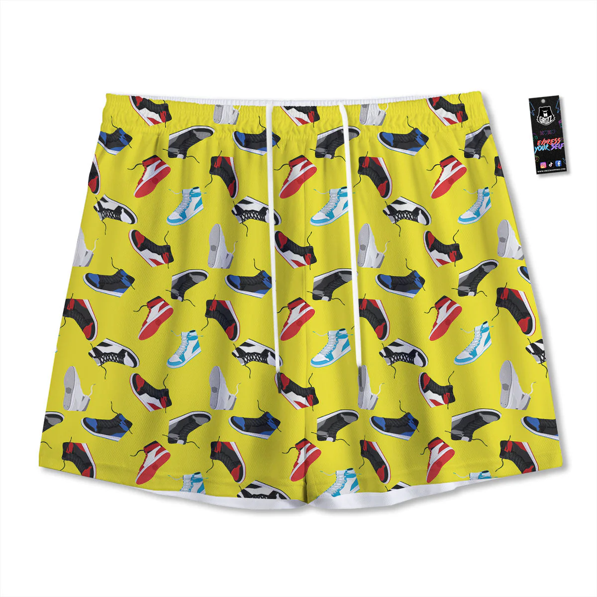 Emo Shoes Print Pattern Mesh Shorts
