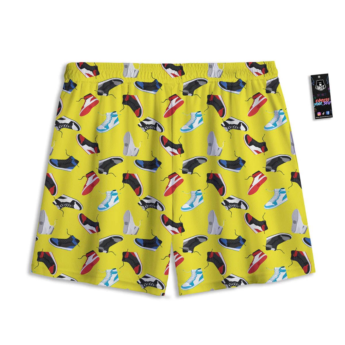 Emo Shoes Print Pattern Mesh Shorts - Image 2
