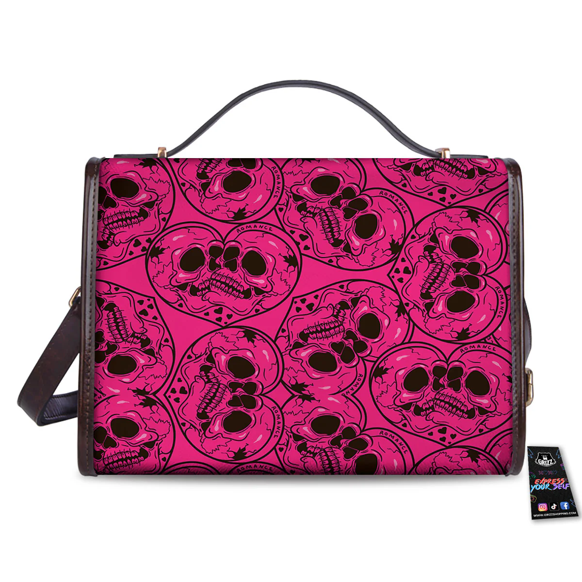Emo Symbols Pink Print Pattern Women's Satchel Bag - Image 2