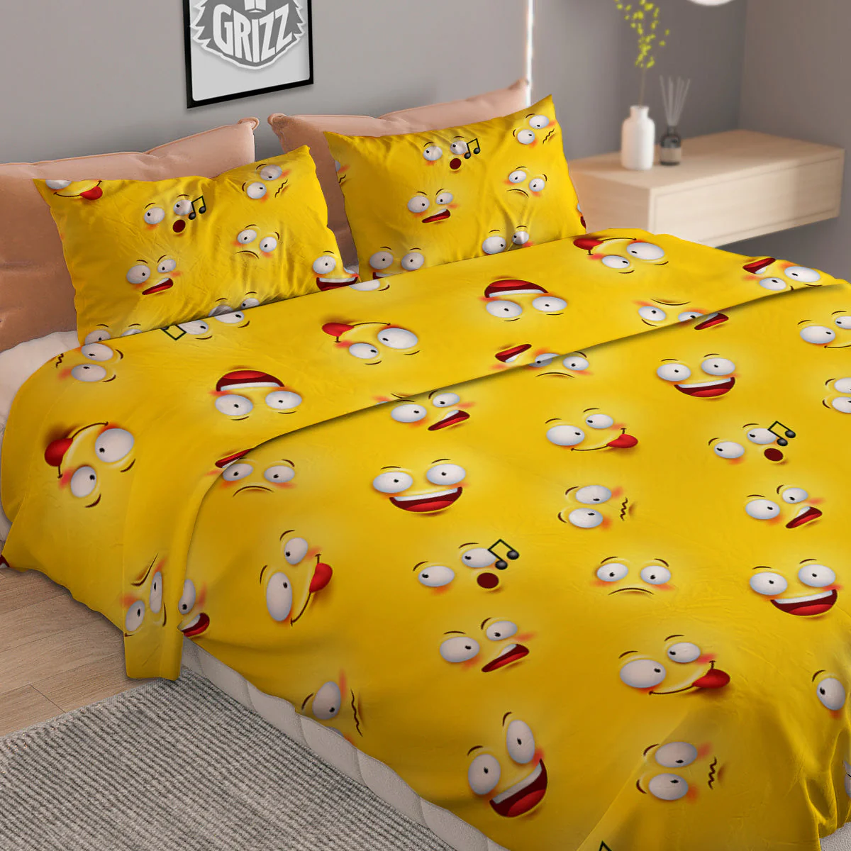 Emoji 3D Face Print Pattern Duvet Cover Bedding Set - Image 2