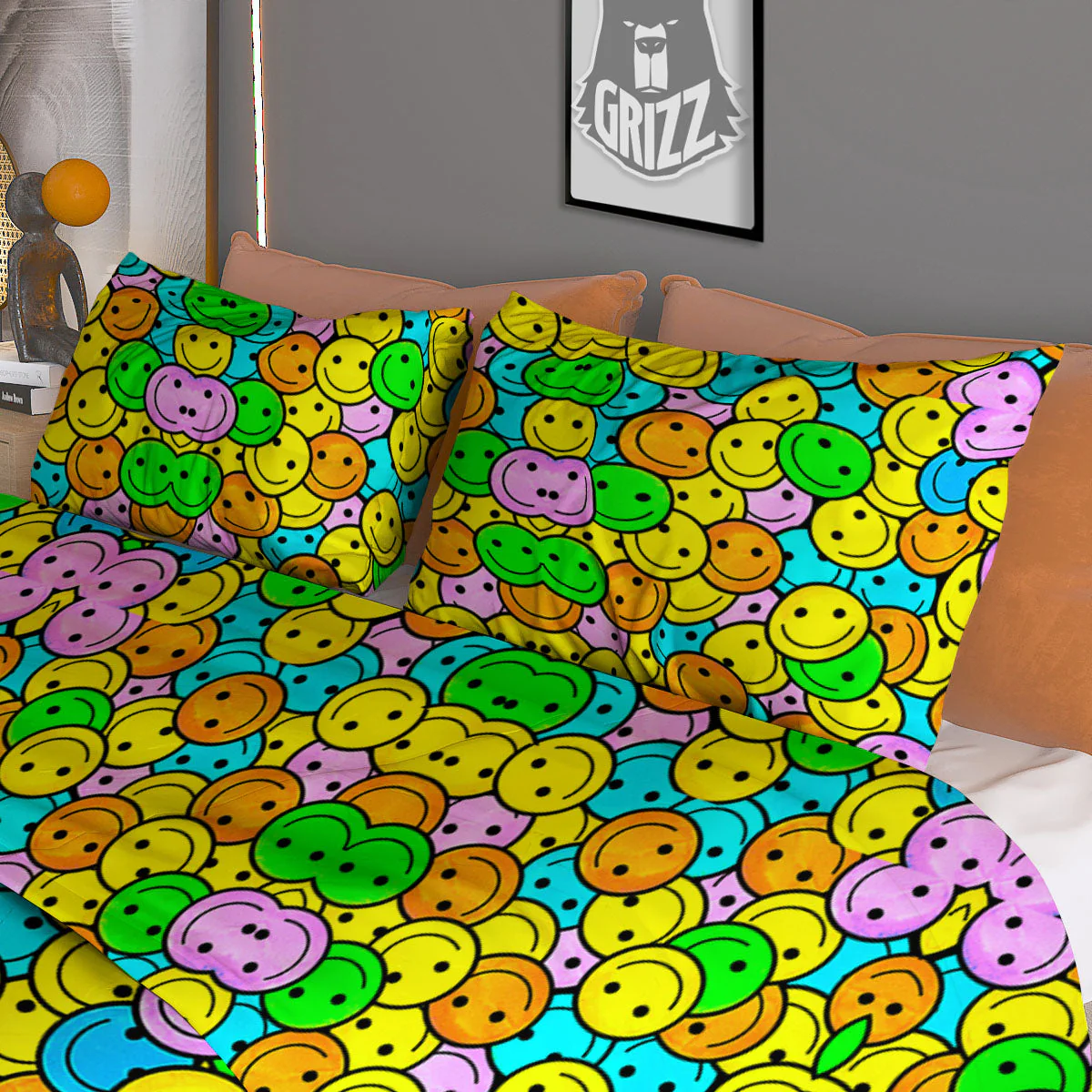 Emoji Colorful Print Pattern Duvet Cover Bedding Set - Image 3