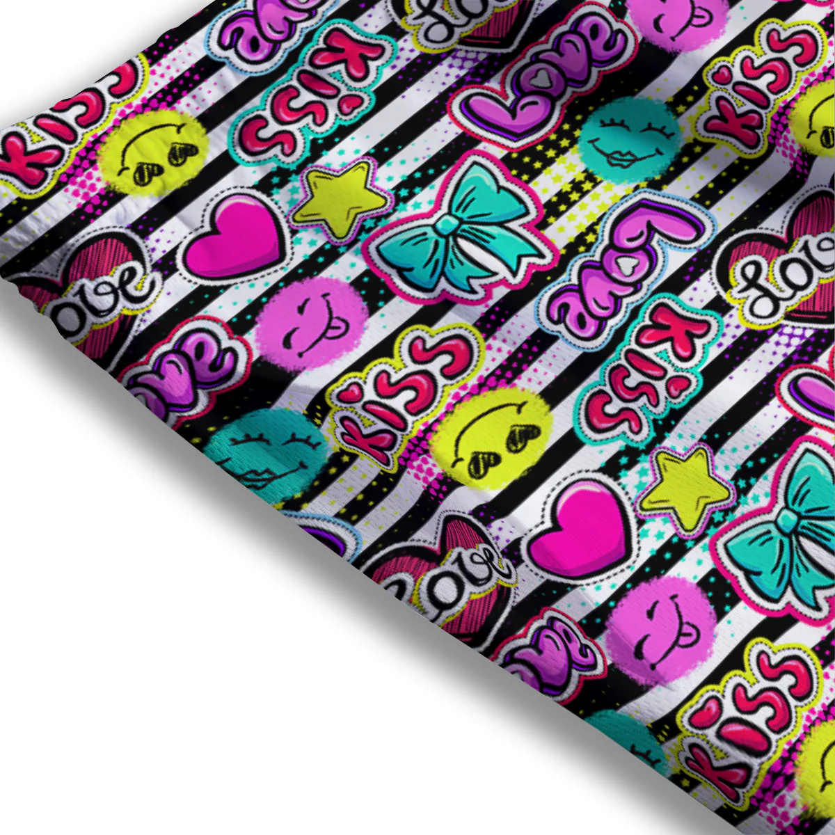 Emoji Comics Stripe Print Pattern Mesh Shorts - Image 3