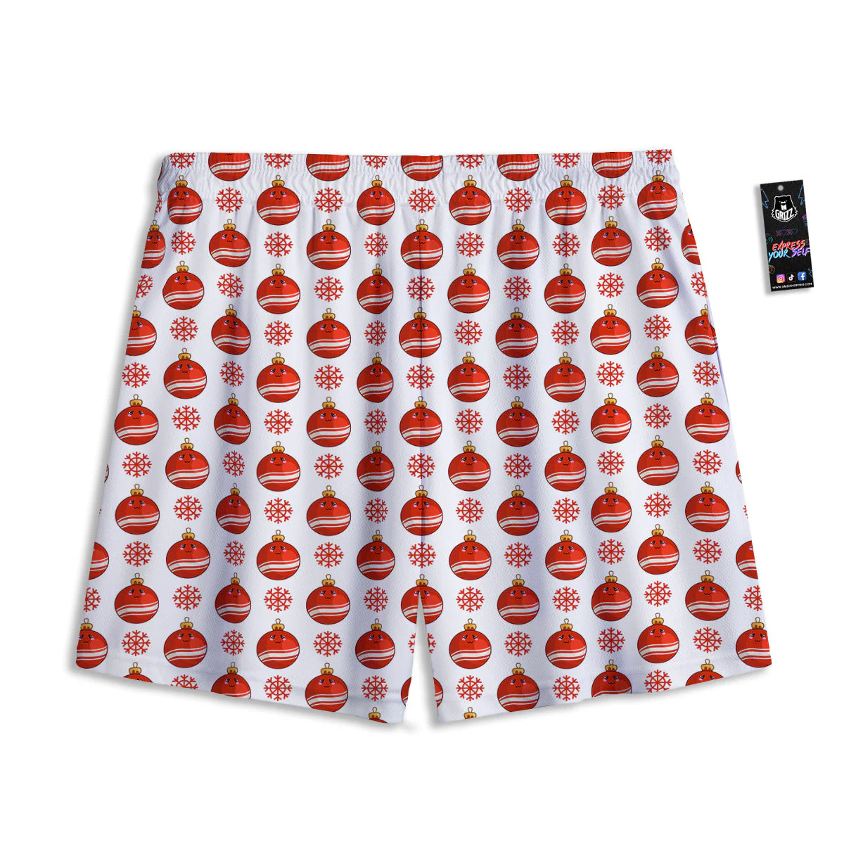 Emoji Cute Christmas Print Pattern Mesh Shorts - Image 2