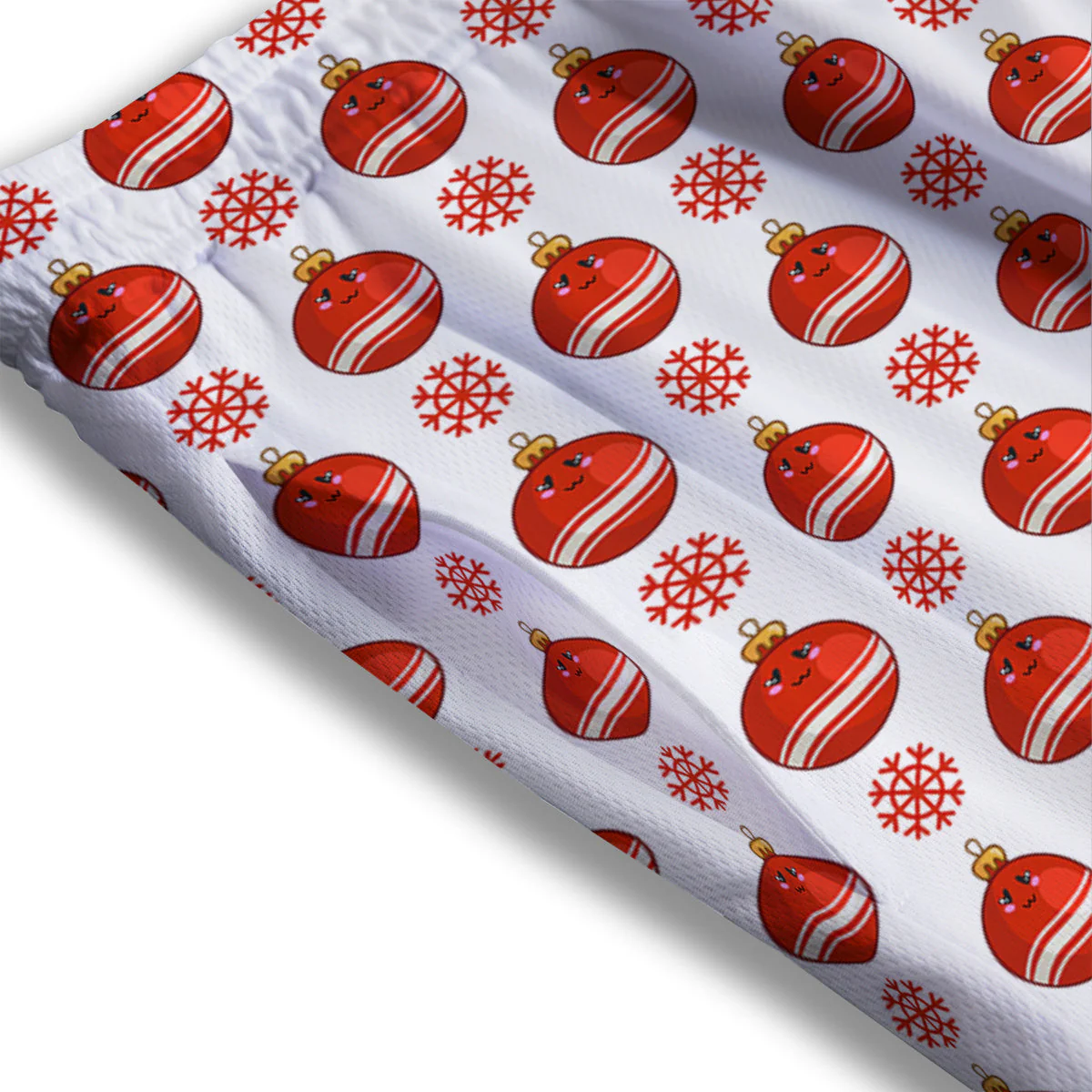Emoji Cute Christmas Print Pattern Mesh Shorts - Image 3