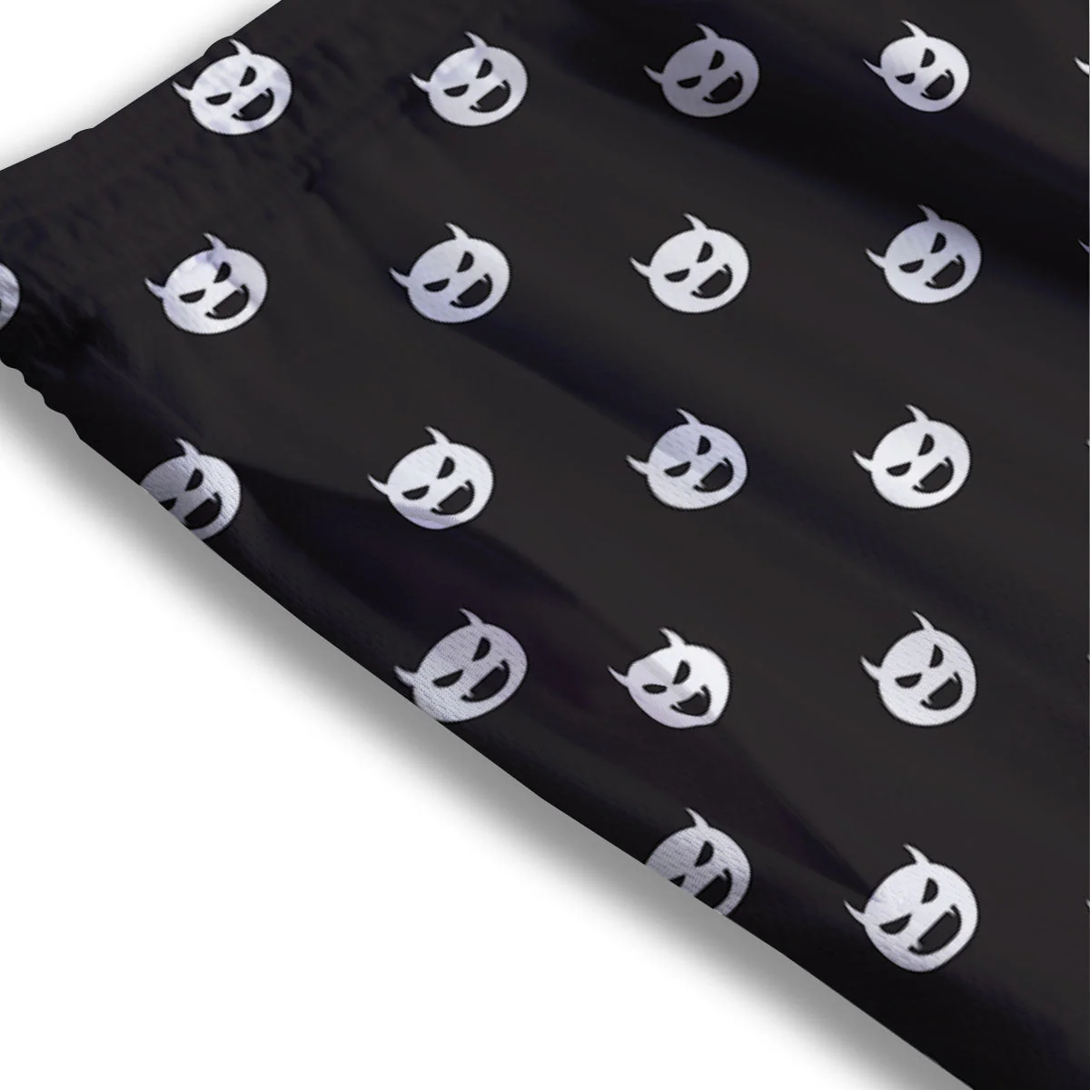 Emoji Devil Print Pattern Mesh Shorts - Image 3
