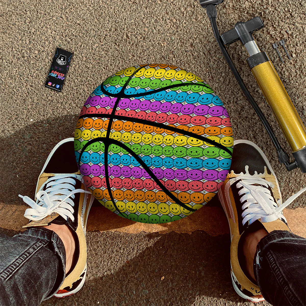 Emoji Faces Colorful Print Pattern Basketball - Image 2