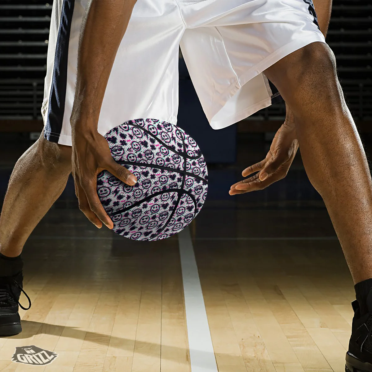 Emoji Glitch Neon Print Pattern Basketball - Image 3