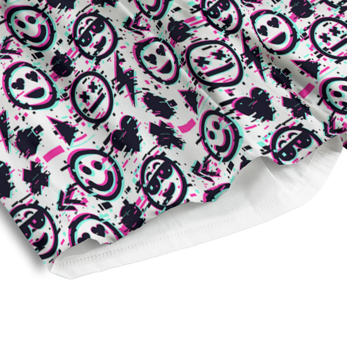 Emoji Glitch Neon Print Pattern Men's Athletic Shorts - Image 4