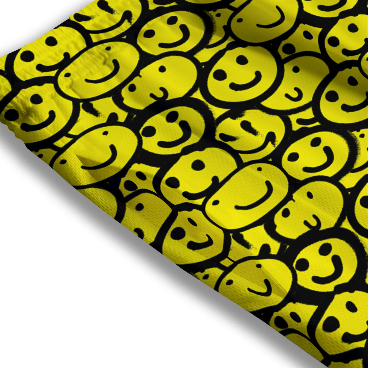 Emoji Graffiti Happy Print Pattern Mesh Shorts - Image 3