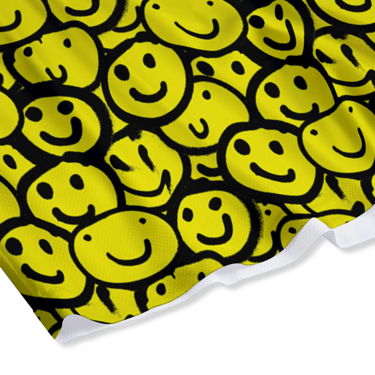 Emoji Graffiti Happy Print Pattern Mesh Shorts - Image 4