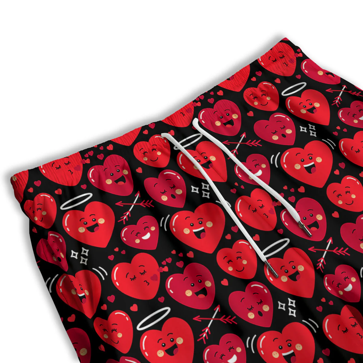 Emoji Hearts Print Pattern Men's Athletic Shorts - Image 3