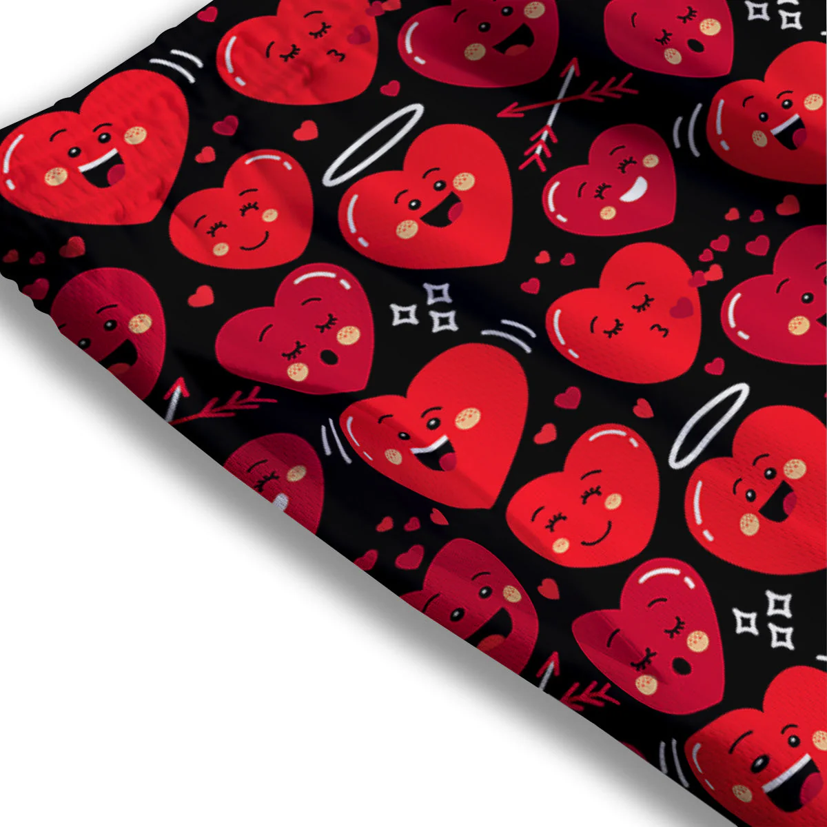 Emoji Hearts Print Pattern Mesh Shorts - Image 3