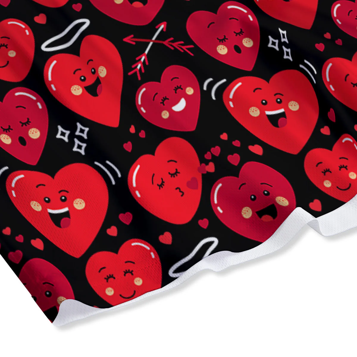 Emoji Hearts Print Pattern Mesh Shorts - Image 4