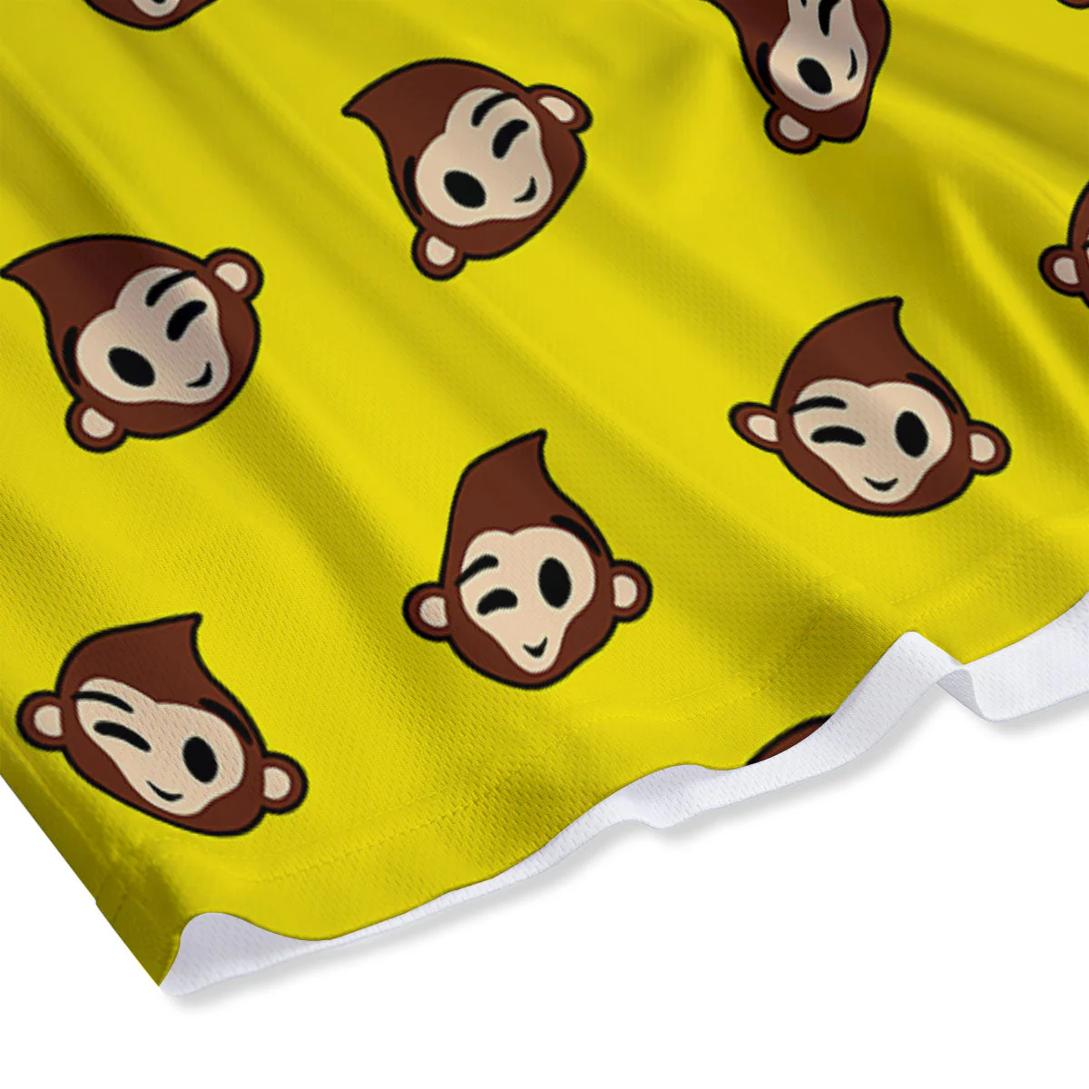 Emoji Monkey Print Pattern Mesh Shorts - Image 4
