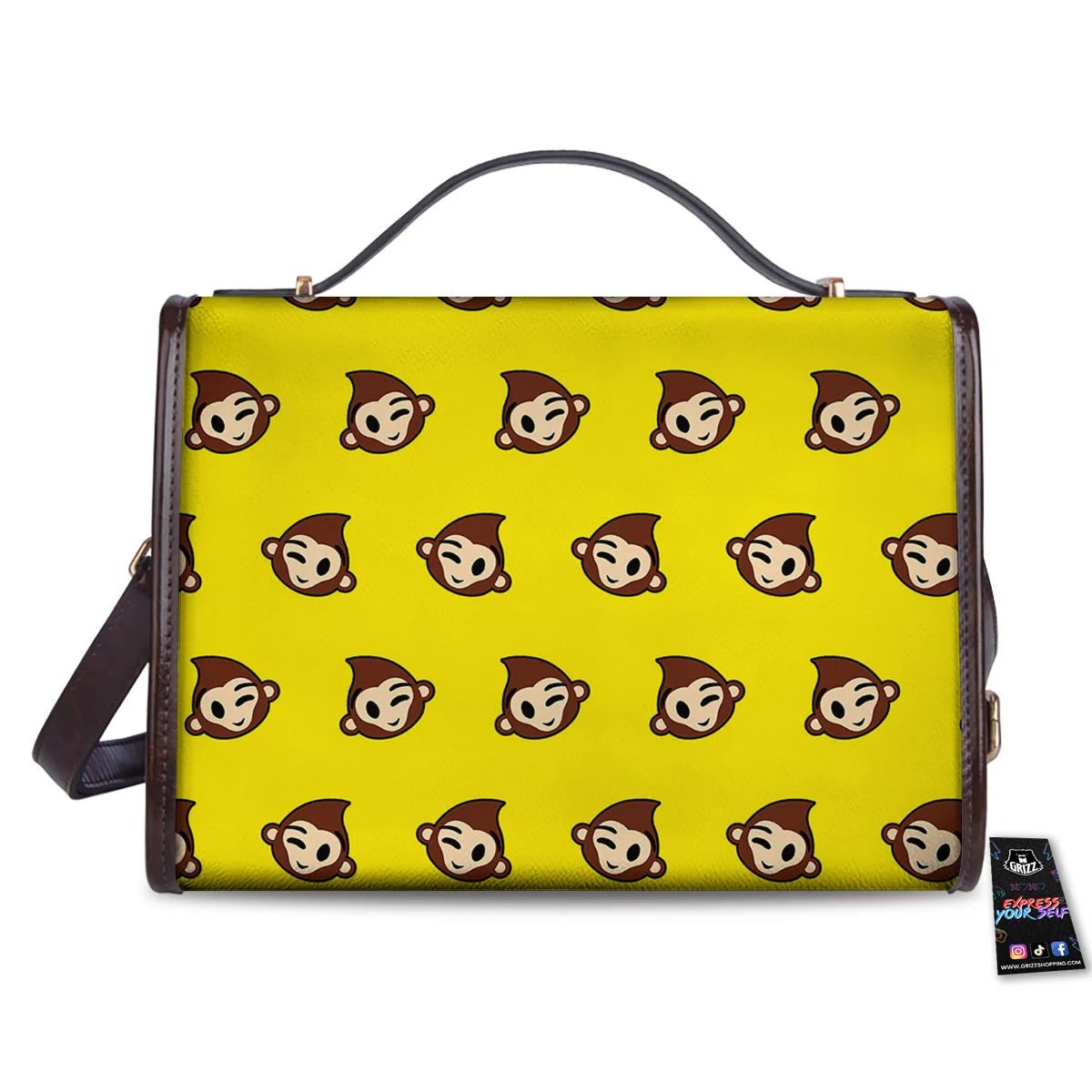 Emoji Monkey Print Pattern Women's Satchel Bag - Image 2