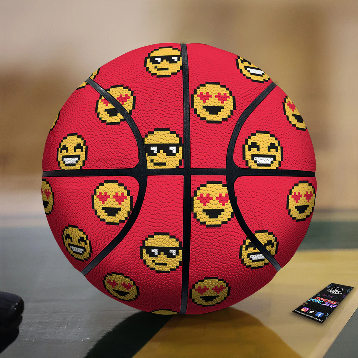 Emoji Pixel Print Pattern Basketball