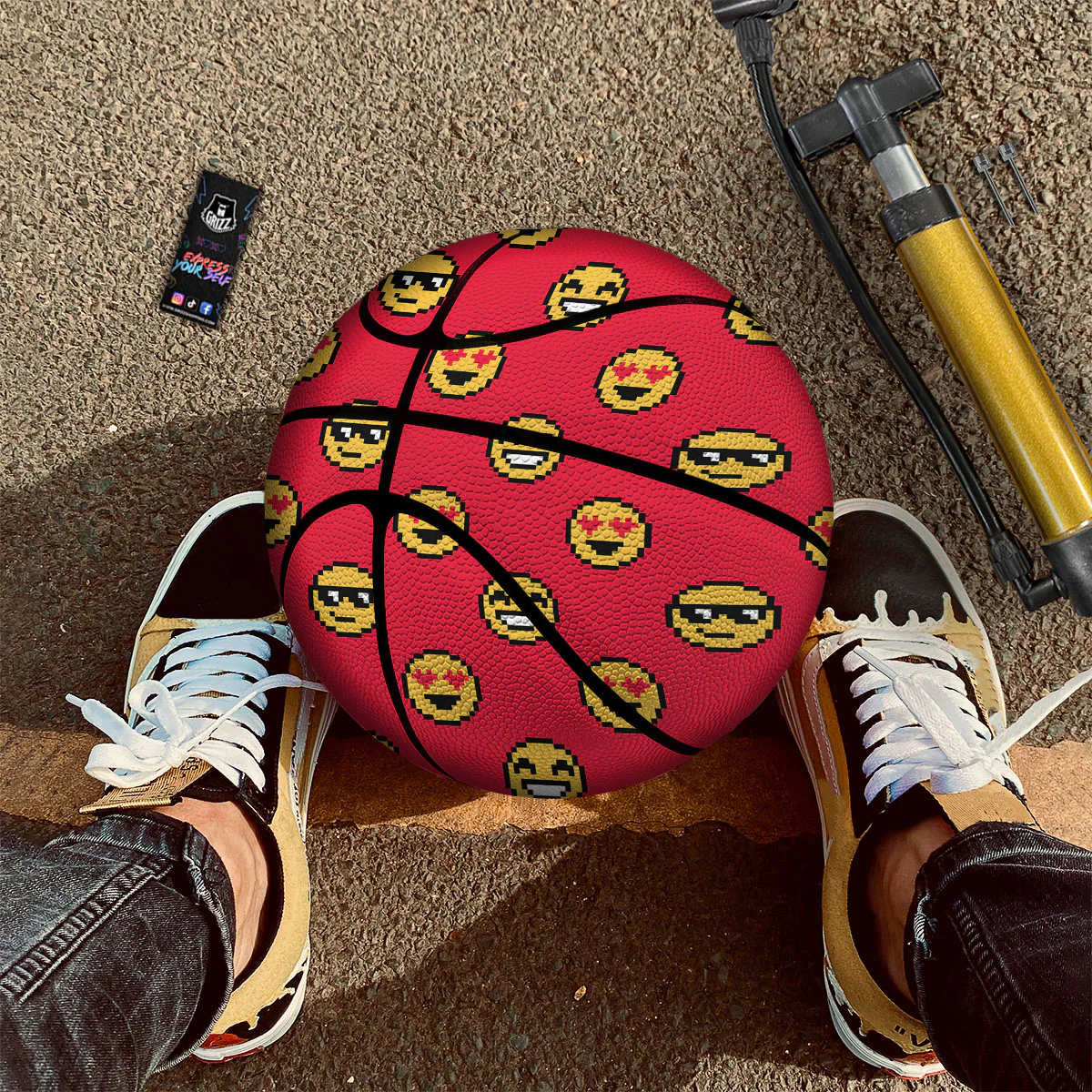 Emoji Pixel Print Pattern Basketball - Image 2