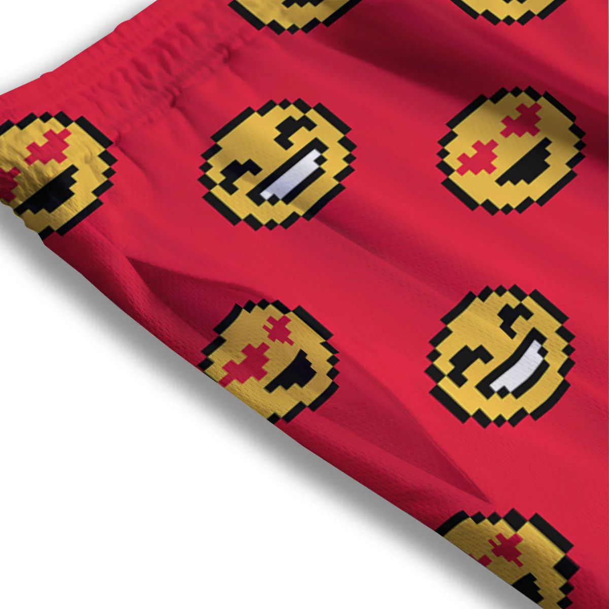 Emoji Pixel Print Pattern Mesh Shorts - Image 3