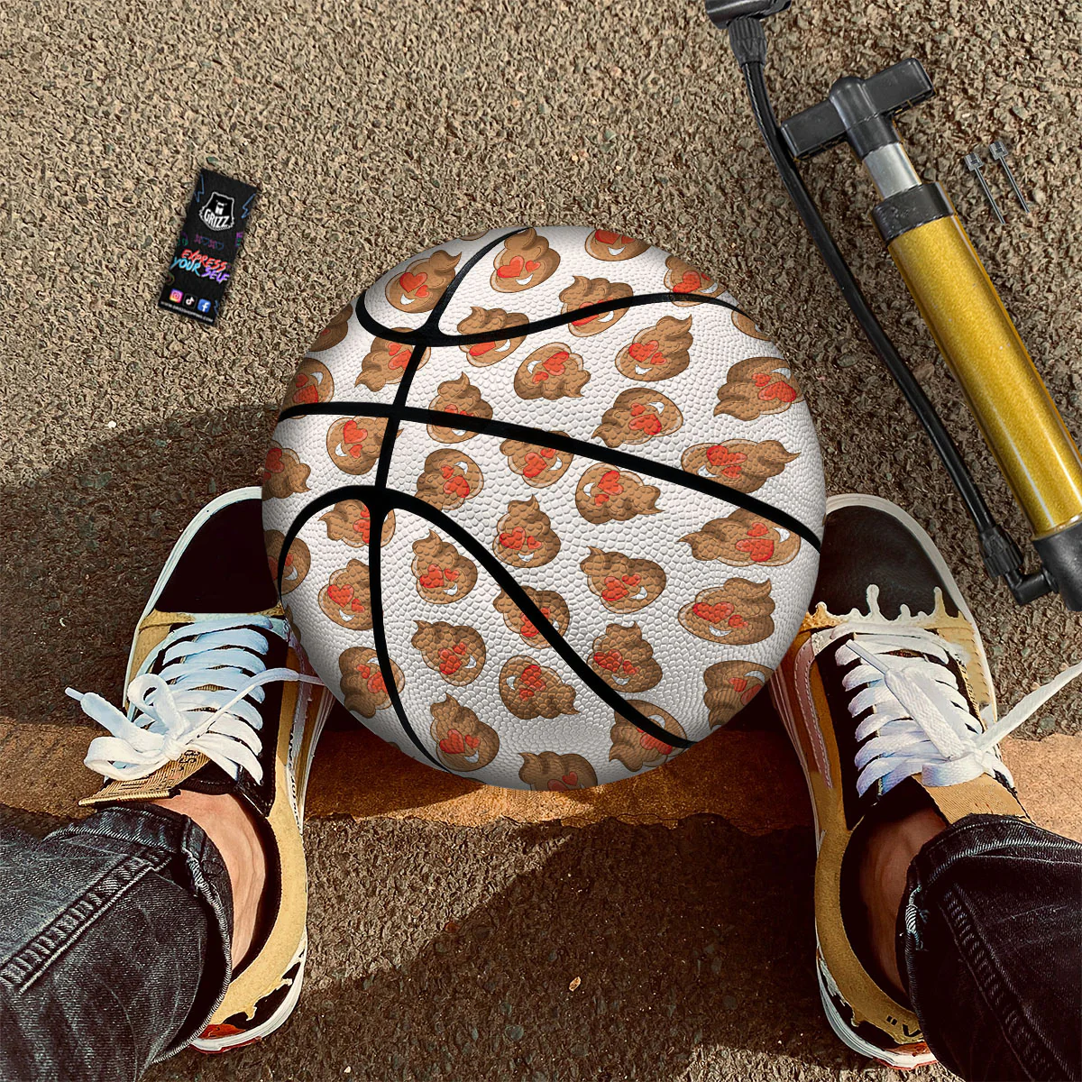 Emoji Poop Print Pattern Basketball - Image 2