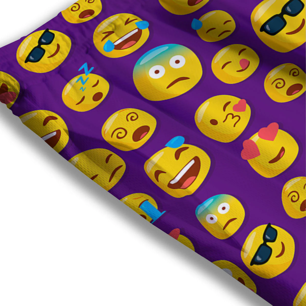 Emoji Purple Print Pattern Mesh Shorts - Image 3