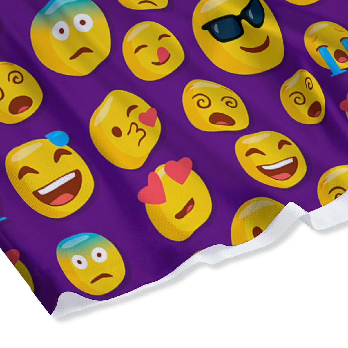 Emoji Purple Print Pattern Mesh Shorts - Image 4