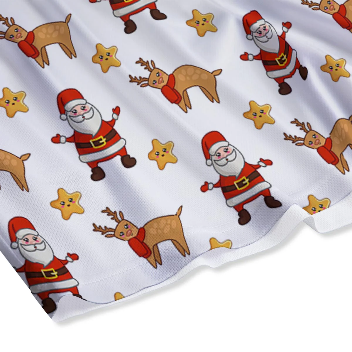 Emoji Reindeer And Santa Claus Print Pattern Mesh Shorts - Image 4