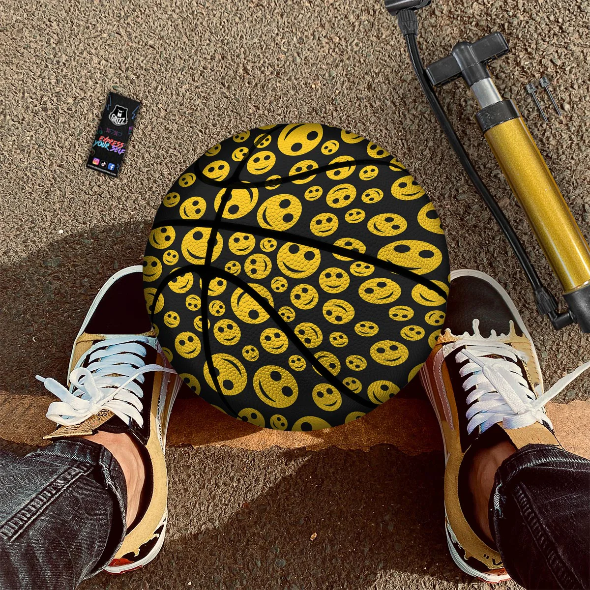 Emoji Smiley Faces Print Pattern Basketball - Image 2