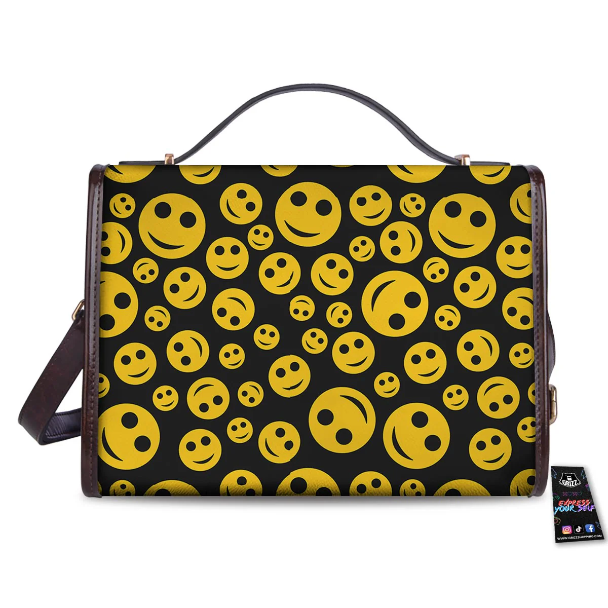 Emoji Smiley Faces Print Pattern Women's Satchel Bag - Image 2