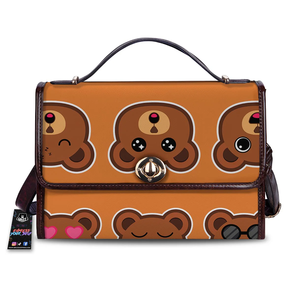 Emoji Teddy Bear Print Women's Satchel Bag