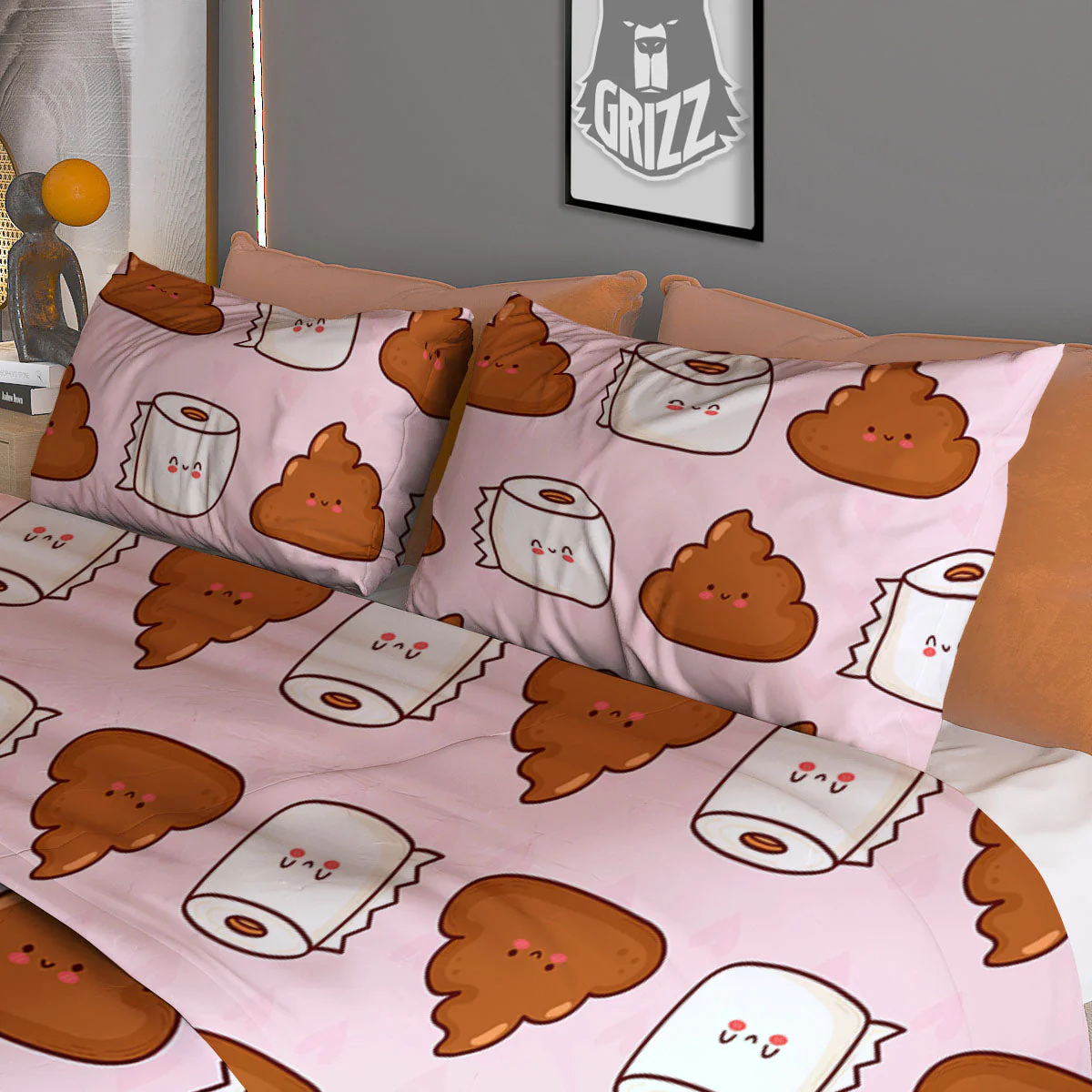Emoticons Poop Print Pattern Duvet Cover Bedding Set - Image 3