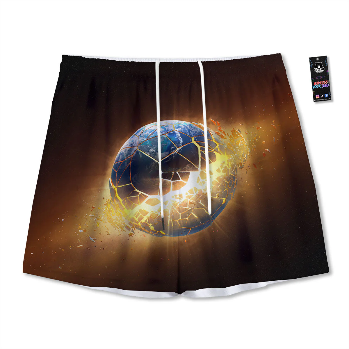 End Of The Earth Print Mesh Shorts